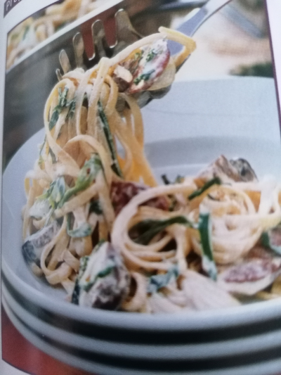 Recipe Linguine with chorizo, mushroom sauce - FRIJE