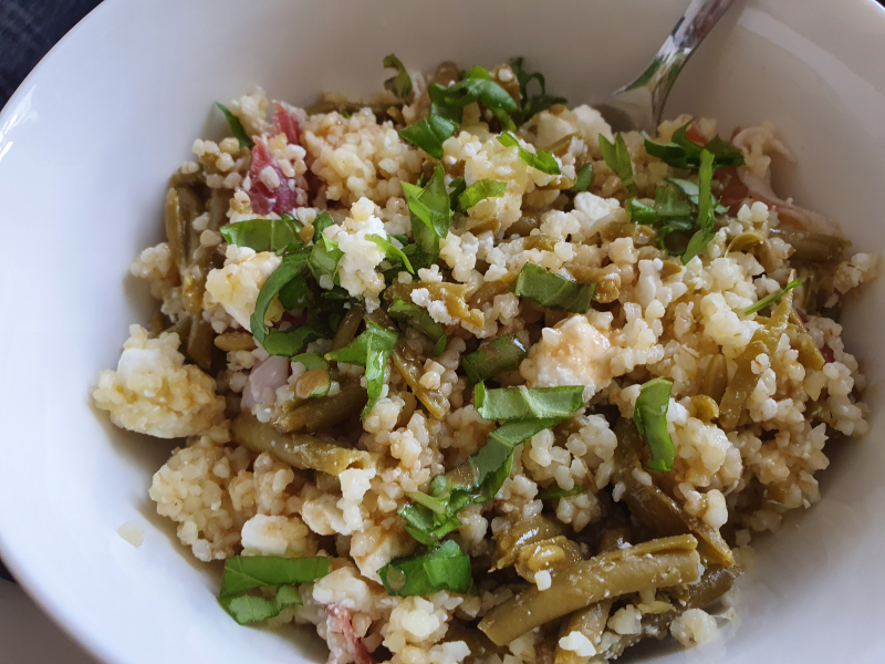 Recipe Bulgur Salad Green Beans Feta And Grilled Chicken Frije
