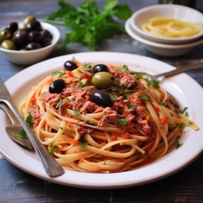 Recipe Tuna Linguine with Olives and Capers - FRIJE