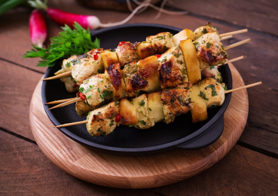 Recipe Chicken and nectarine skewers - FRIJE