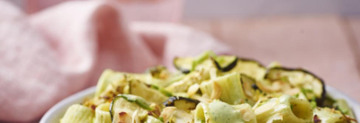 Recipe Creamy Rigatoni with Grilled Zucchini, Tahini Sauce - FRIJE