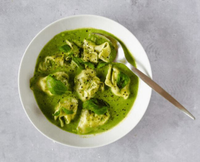 Recipe Tortellini, Smoked Sausage, and Pesto Broth - FRIJE