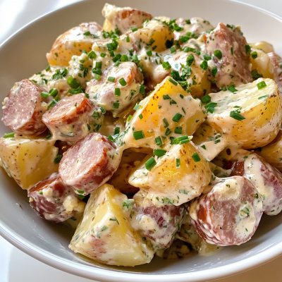 Recipe Creamy potato and smoked sausage salad - FRIJE