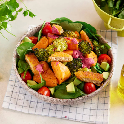 Recipe Grilled vegetable, spinach, and escalope salad - FRIJE